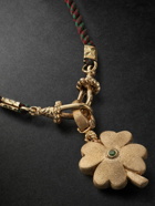 Marie Lichtenberg - Gold and Tsavorite Clover Pendant Cord Necklace