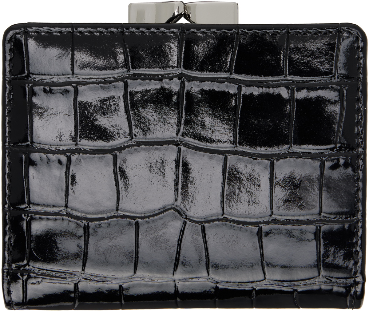Vivienne Westwood Black Crocodile Small Frame Wallet
