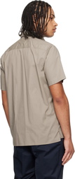 Hugo Taupe Relaxed-Fit Stretch Cotton Shirt