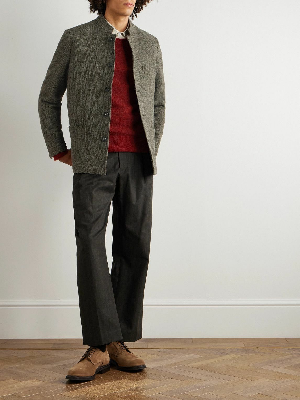 Massimo Alba - Bali Herringbone Wool Coat - Green