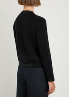 Tory Burch Kendra Crystal-embellished Wool-blend Cardigan Black