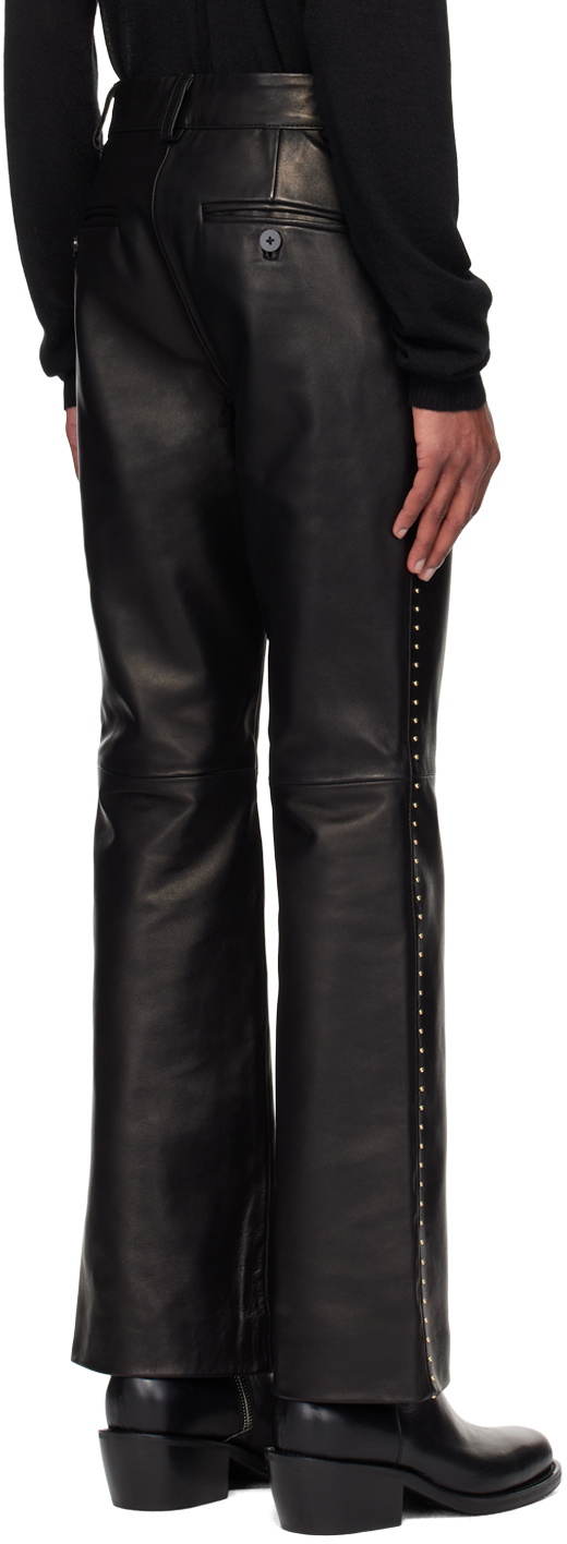 Ernest W. Baker Black Studded Flare Leather Pants Ernest W