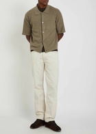 Frame Textured-knit Linen and Silk-blend Shirt Khaki