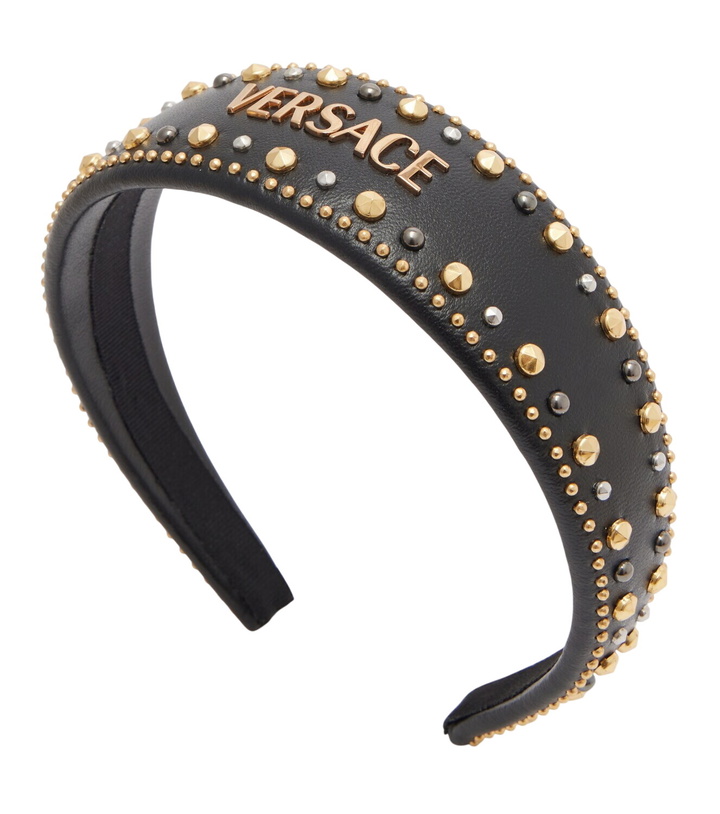 Photo: Versace Logo embellished leather headband