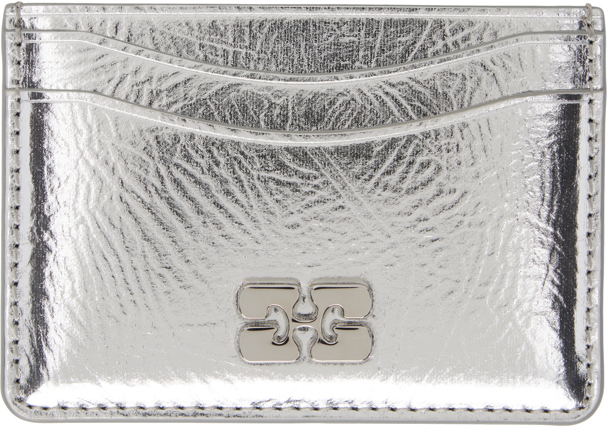 GANNI Silver Metallic Bou Card Holder