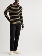 Barena - Biba Senal Striped Ribbed Linen and Cotton-Blend Sweater - Black