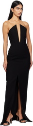 Mônot Black V-Neck Corsetted Maxi Dress