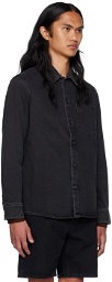 A.P.C. Black Spread Collar Denim Shirt