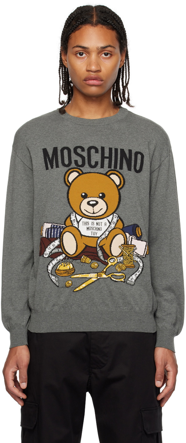 Moschino Gray Teddy Bear Sweater Moschino