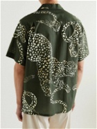 Desmond & Dempsey - Cuban Camp-Collar Printed Cotton Pyjama Shirt - Green