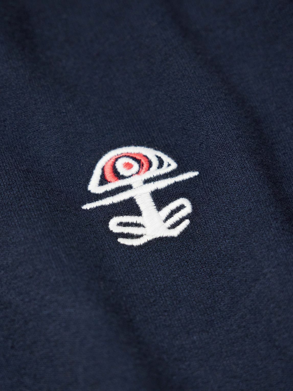 DISTRICT VISION - California Logo-Embroidered Stone-Washed Cotton-Jersey Hoodie - Blue