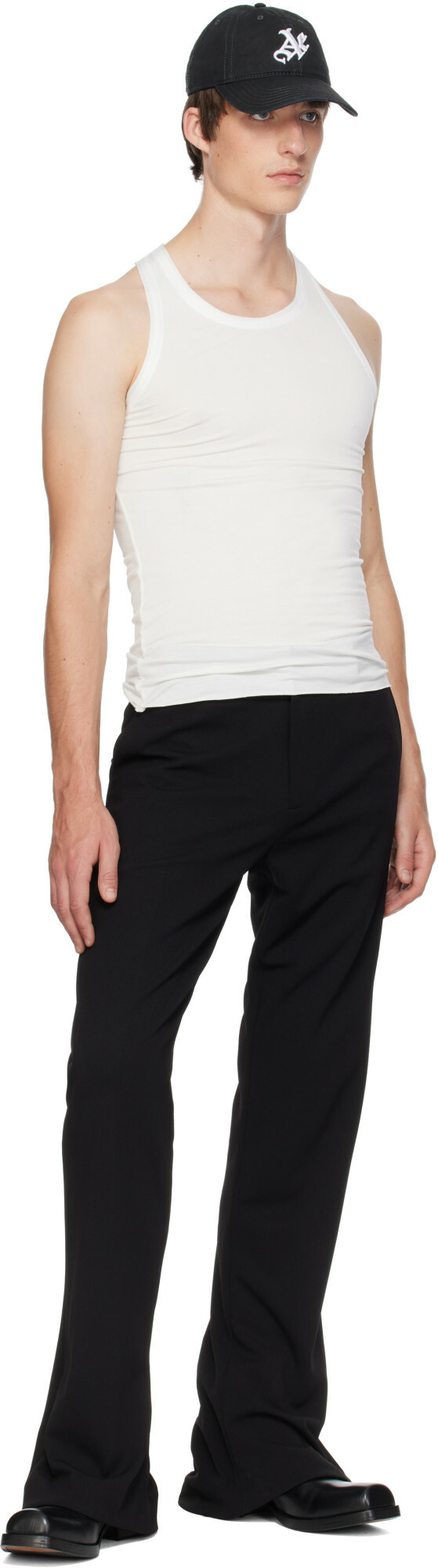AARON ESH Off-White Jersey Satin Trim Tank Top