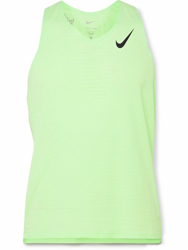Photo: Nike Running - AeroSwift Slim-Fit Perforated Dri-FIT ADV Tank Top - Green