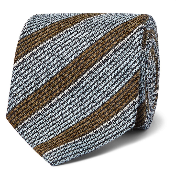 Photo: Brioni - 8cm Striped Linen and Silk-Blend Tie - Blue