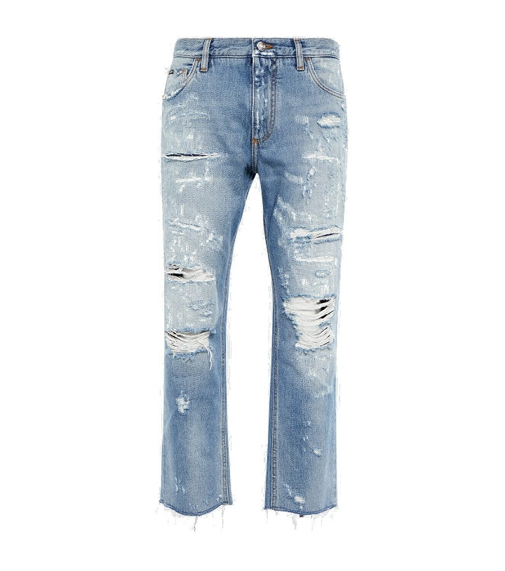 Photo: Dolce&Gabbana - Distressed mid-rise straight jeans