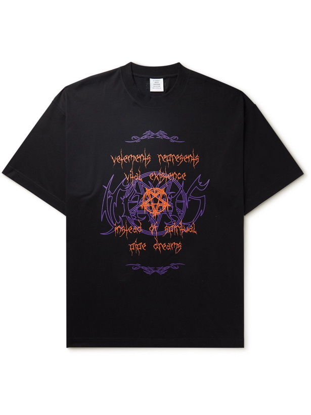 Photo: VETEMENTS - Oversized Logo-Print Cotton-Jersey T-Shirt - Black