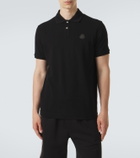 Moncler Leather-trimmed cotton piqué polo shirt