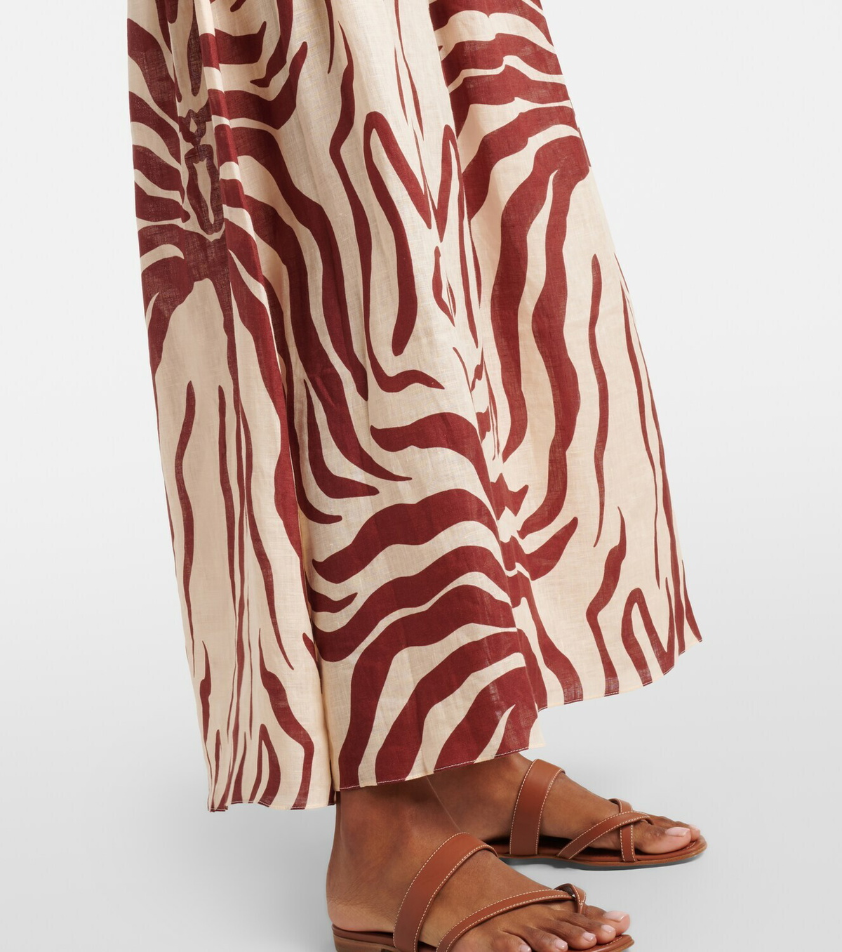 Johanna Ortiz Gathered printed linen maxi skirt