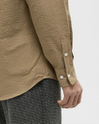 ØLÅF SEERSUCKER STRIPE SHIRT Brown Mens Longsleefe