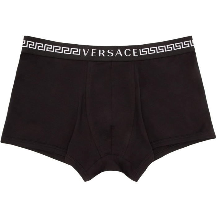 Photo: Versace Underwear Black Logo and Greek Key Boxer Briefs 
