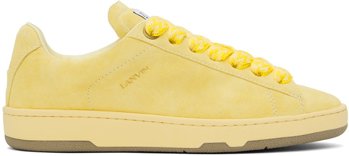 Photo: Lanvin Yellow Suede Curb Lite Sneakers