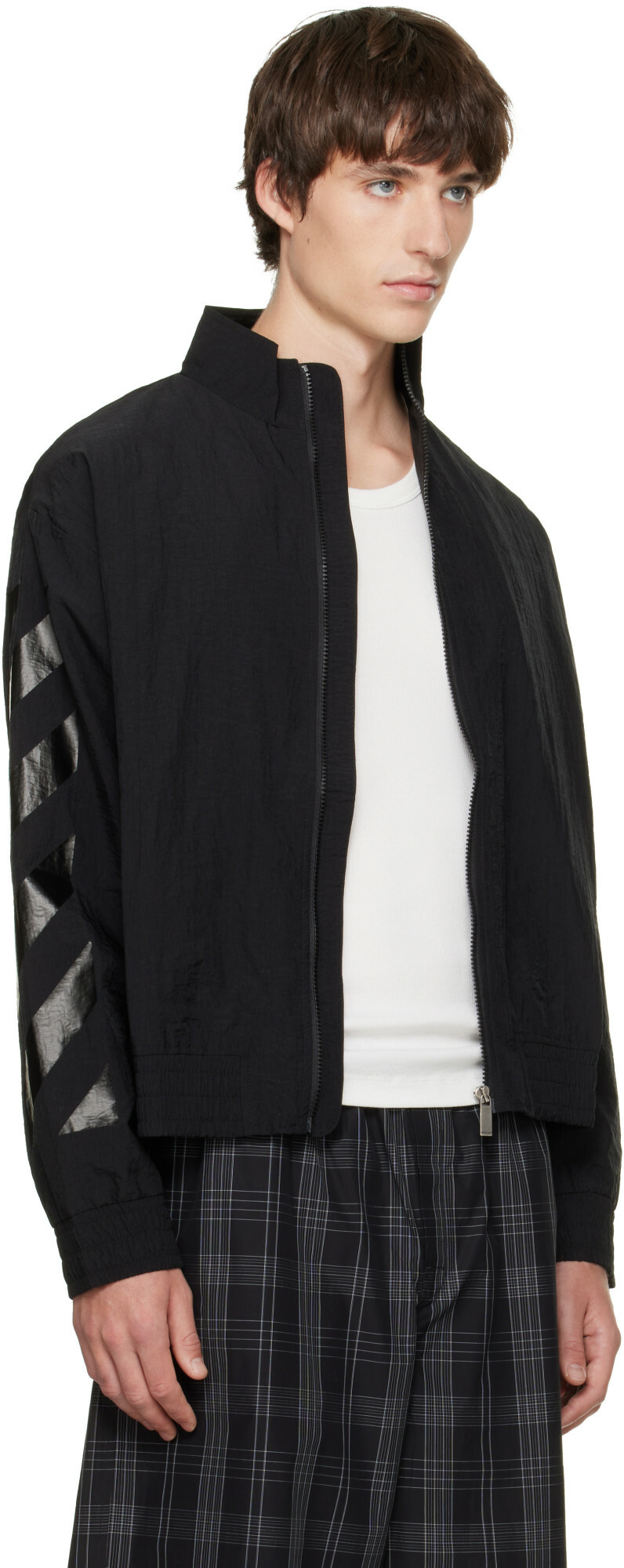 Off-White Black Glossy Arrow Nylon Relax Track Jacket