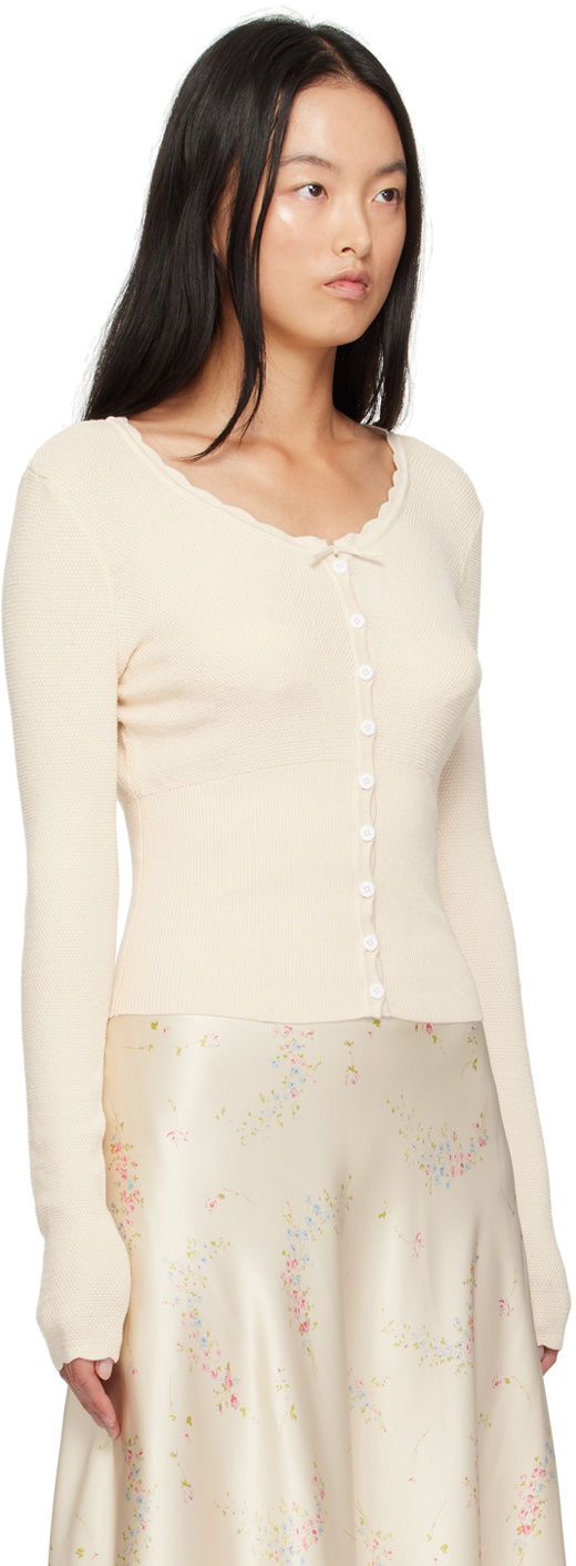Mirror Palais Off-White Drawstring Cardigan