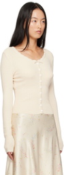 Mirror Palais Off-White Drawstring Cardigan