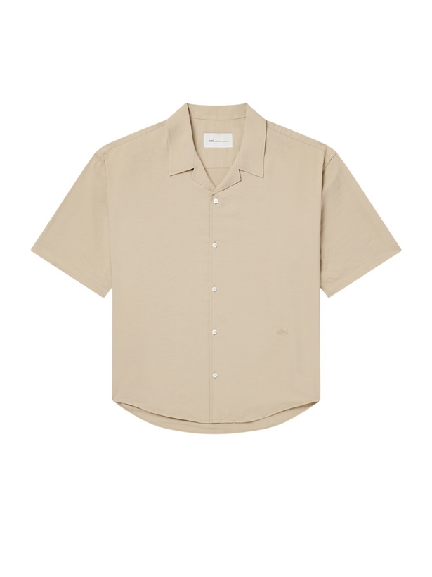 Photo: AMI PARIS - Logo-Embroidered Twill Shirt - Neutrals