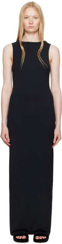 Photo: SKIMS Black Smooth Layers Long Boat Neck Maxi Dress