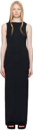 SKIMS Black Smooth Layers Long Boat Neck Maxi Dress