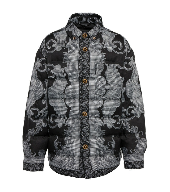 Photo: Versace - Silver Baroque print puffer jacket