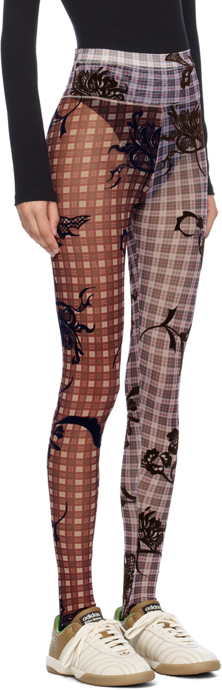 レッグウェア CHOPOVA LOWENA CHECK LEGGINGS Chopova Lowena Red & Pink Tartan Flower Leggings Chopova Lowena