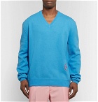 CALVIN KLEIN 205W39NYC - Logo-Embroidered Wool and Cotton-Blend Sweater - Men - Blue