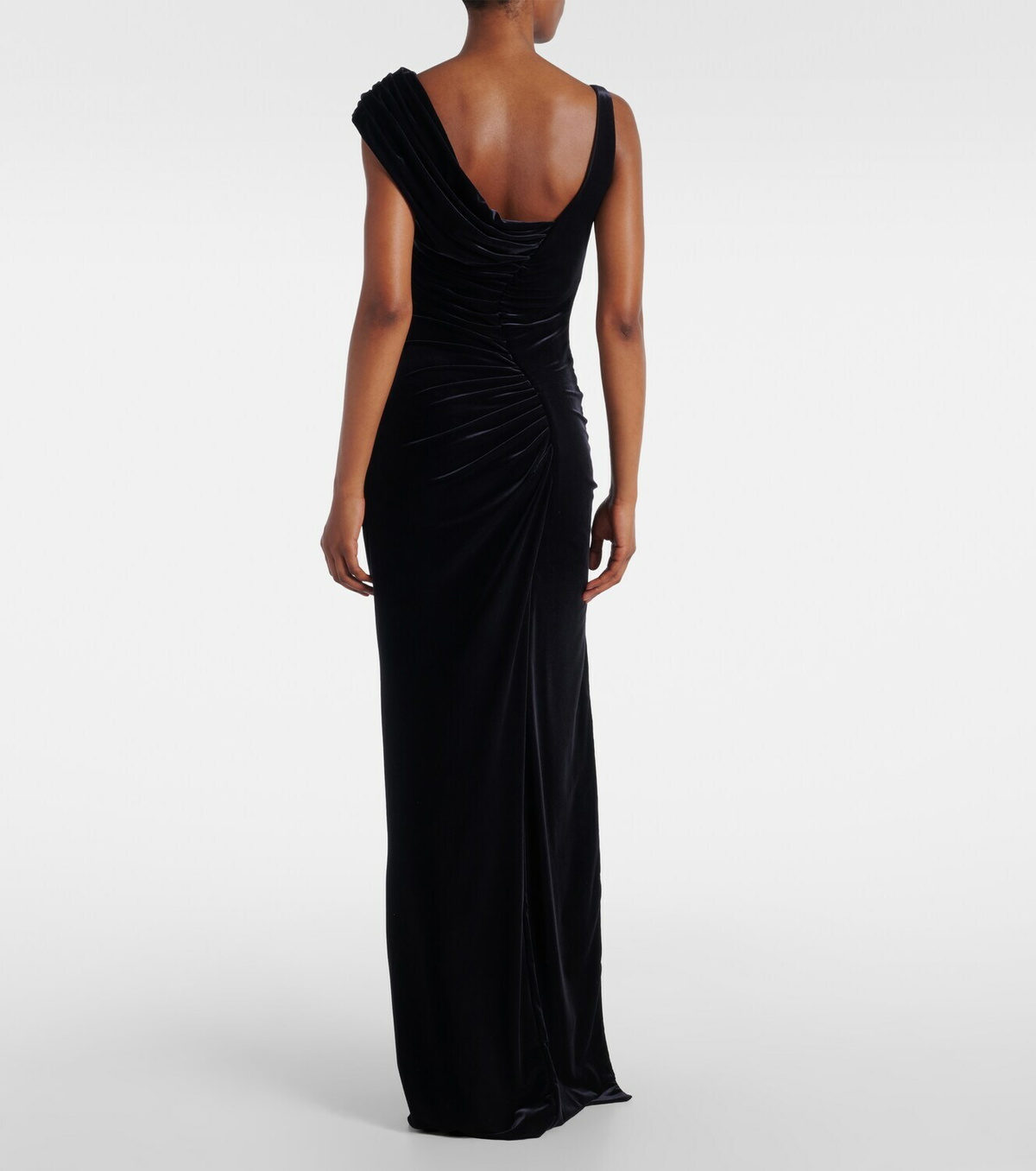 Versace Asymmetric gathered velvet gown
