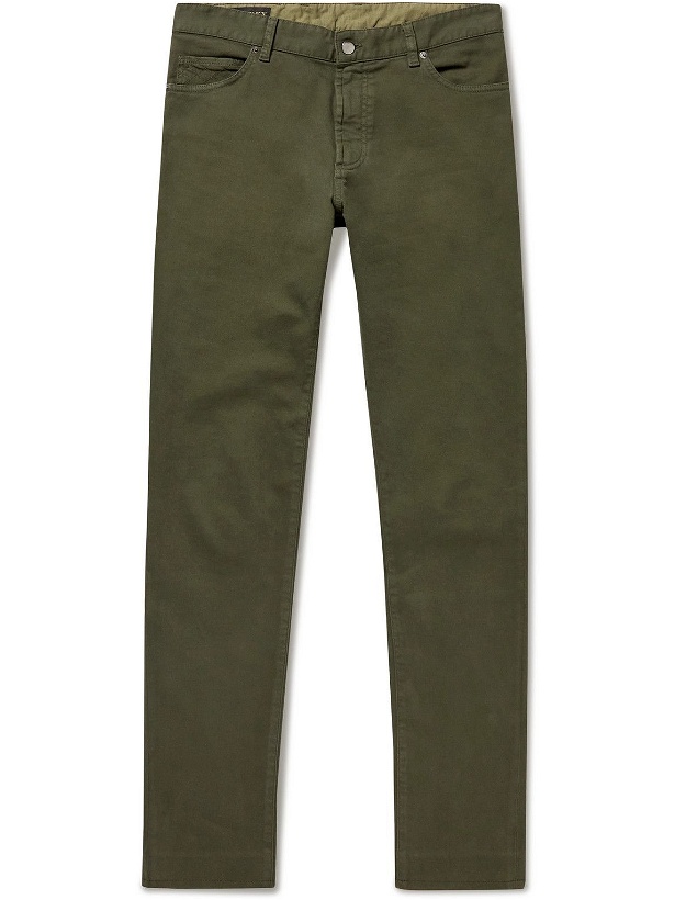 Photo: Purdey - Slim-Fit Stretch-Cotton Twill Trousers - Green