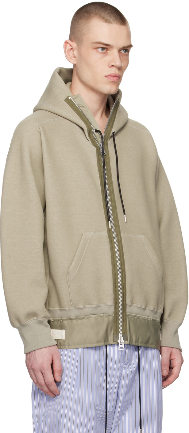 sacai Khaki Vented Hoodie Sacai