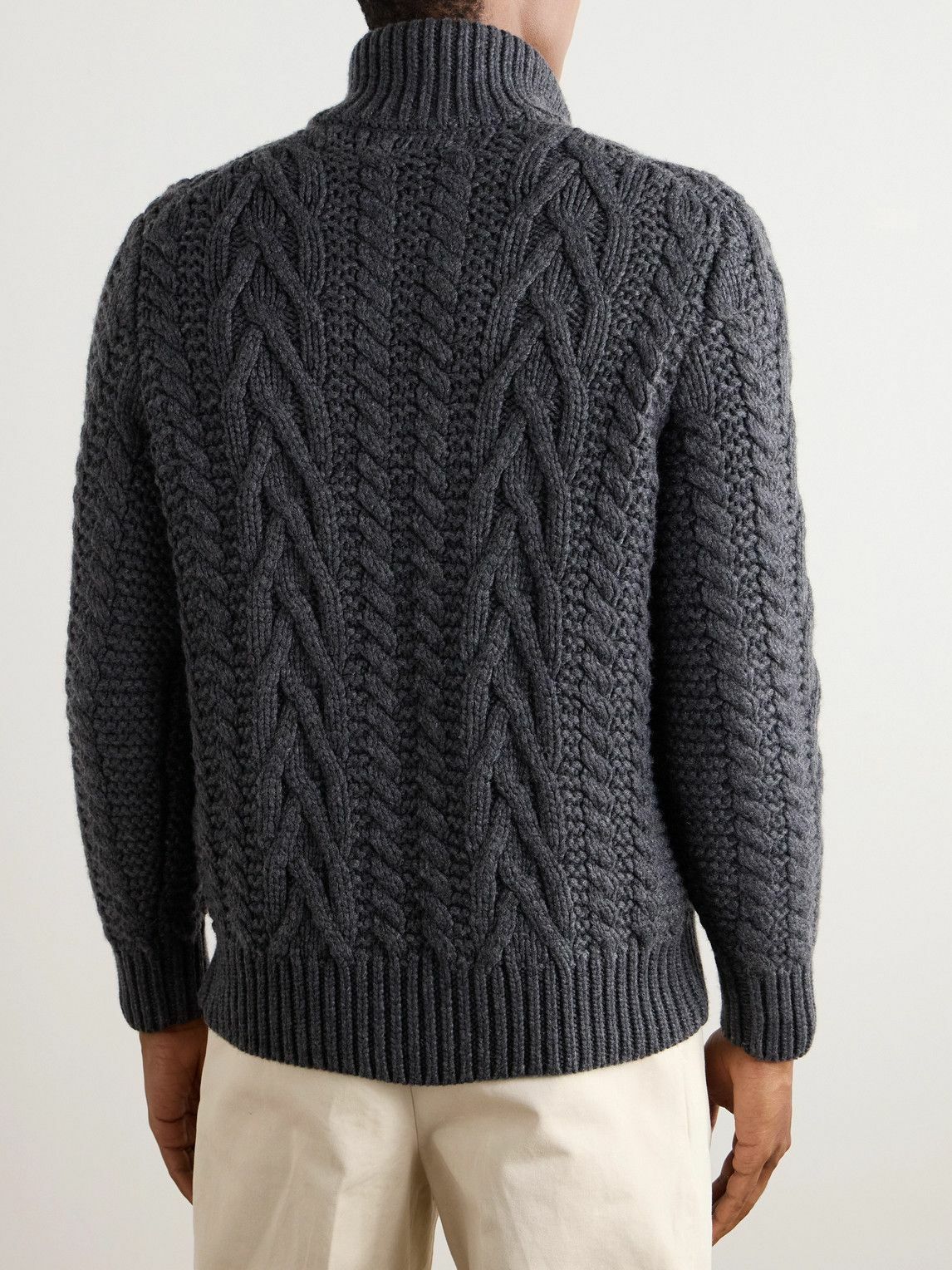 Brunello Cucinelli - Cable-Knit Cashmere Zip-Up Sweater - Gray