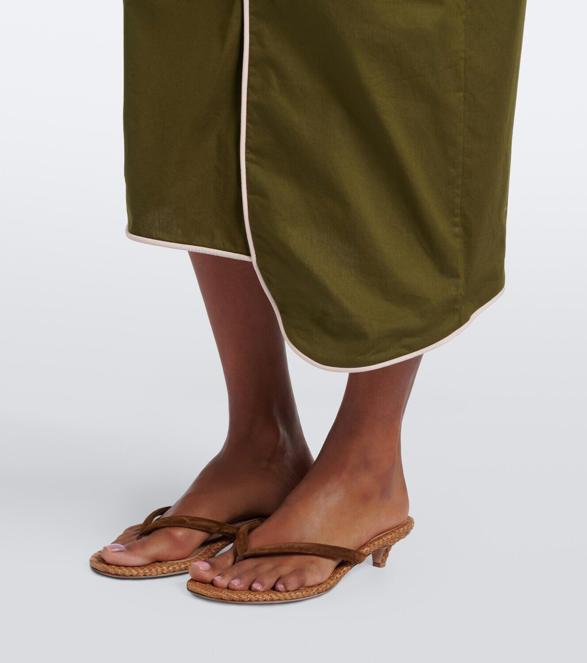 Adriana Degreas Ruffled cotton-blend midi skirt