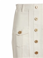 BALMAIN - Cotton Denim Buttoned Mini Skirt