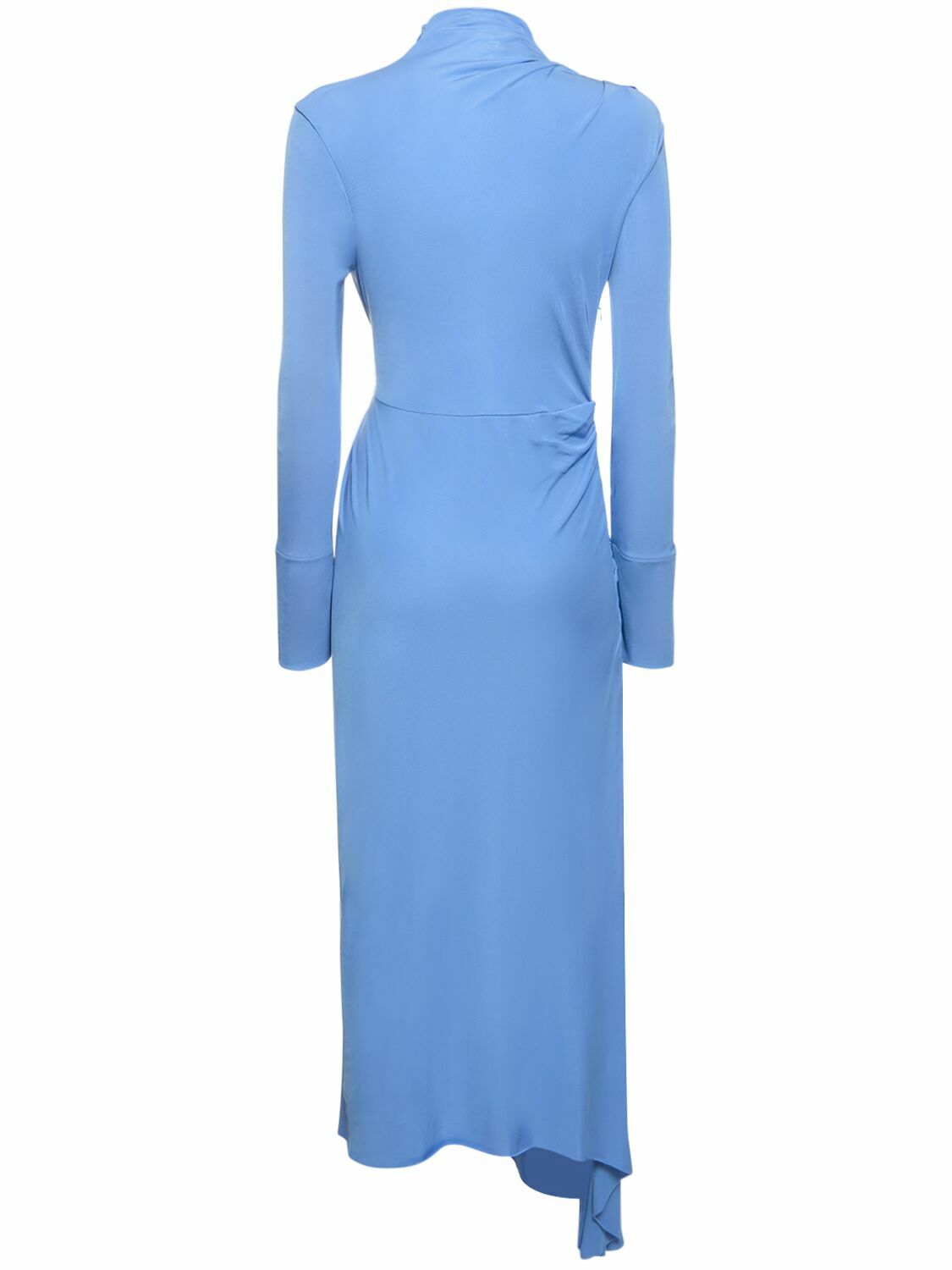 VICTORIA BECKHAM - Asymmetric Draped High Neck Midi Dress