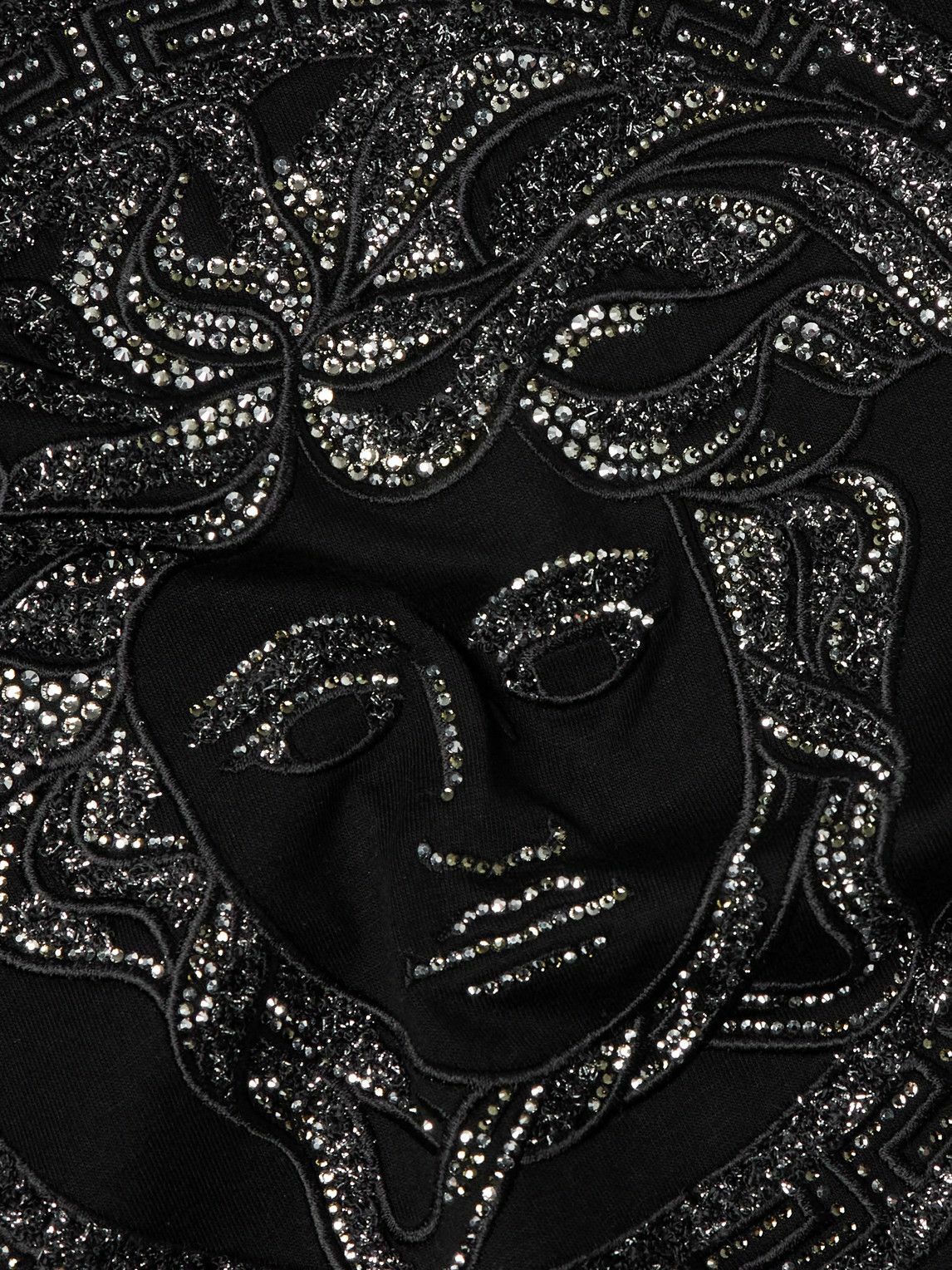 Versace - Crystal-Embellished Logo-Embroidered Cotton-Jersey