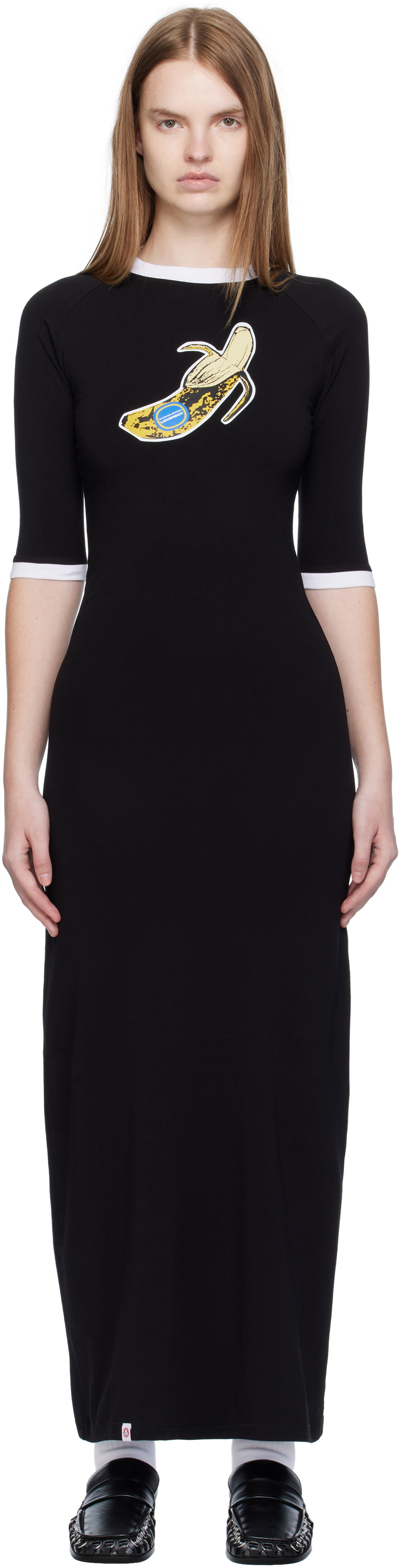 Charles Jeffrey LOVERBOY Black Raglan Baby Tee Midi Dress