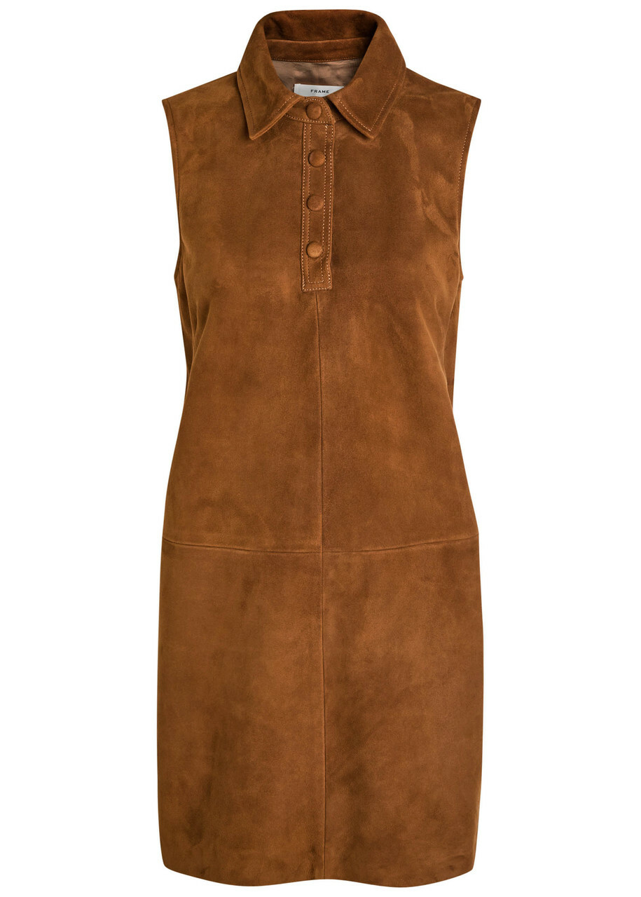 Frame The Suede City Shift Mini Dress Brown