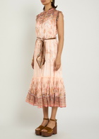 Zimmermann Alchemy Belted Paisley-print Chiffon Midi Dress Pink
