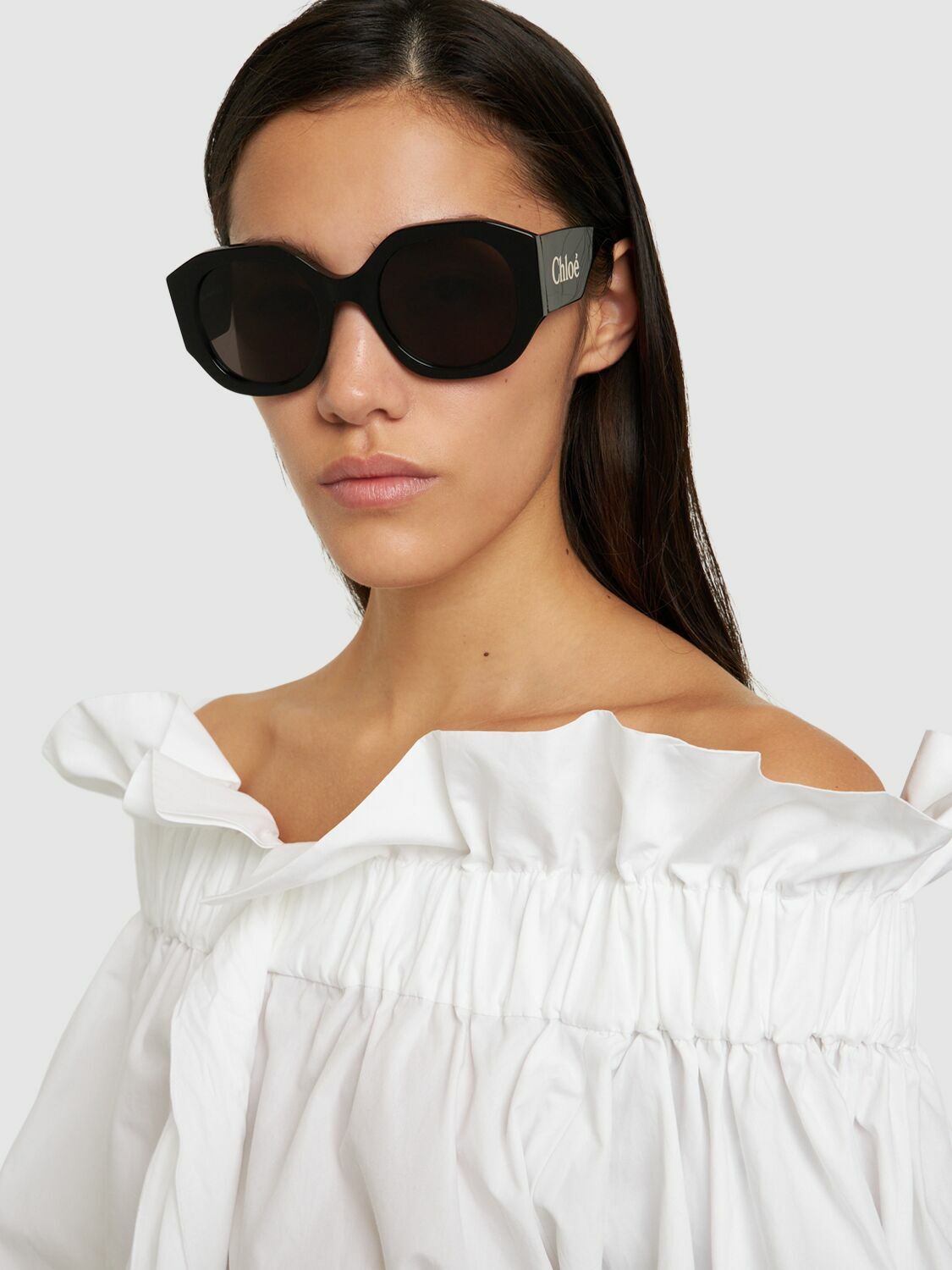 CHLOÉ Oversized Logo Round Acetate Sunglasses Chloe