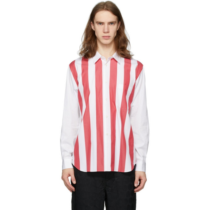 Photo: Comme des Garcons Homme Plus White and Red Broad Stripe Shirt