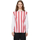 Comme des Garcons Homme Plus White and Red Broad Stripe Shirt