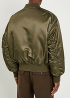 Saint Laurent Padded Satin Bomber Jacket Khaki