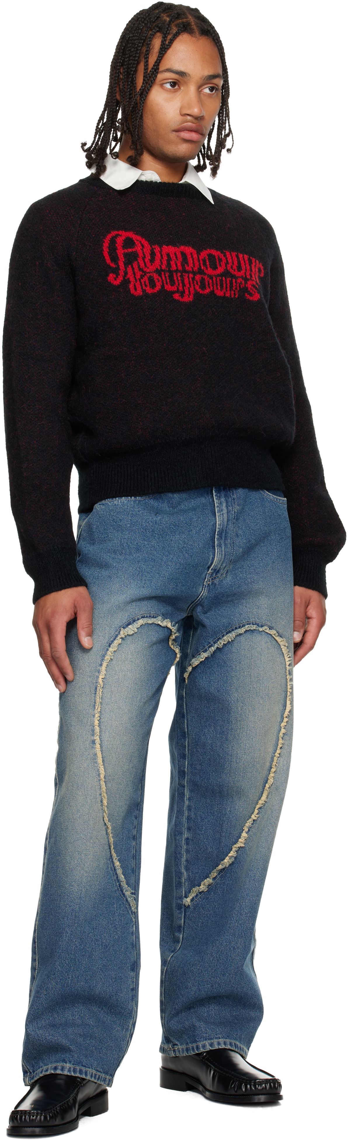 Carne Bollente Black & Red Fuzzy Love Sweater